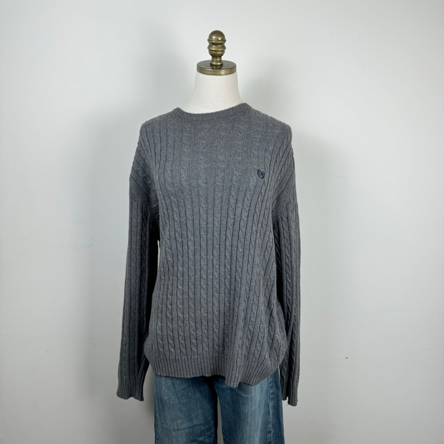 Grey Oversized Cable Knit Sweater