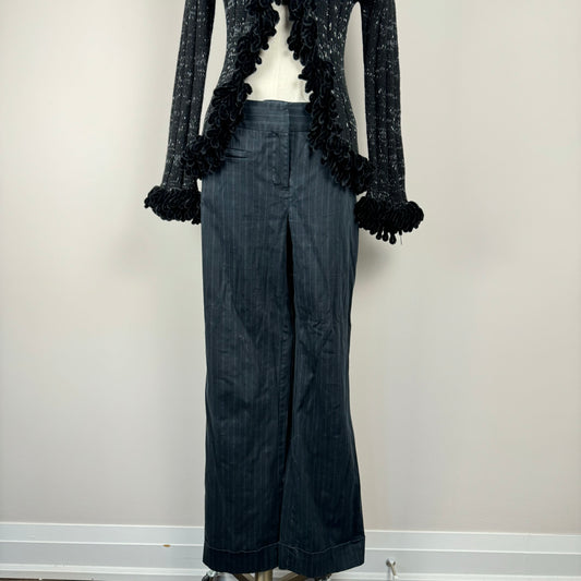 Black Pinstripe Office Siren Trousers