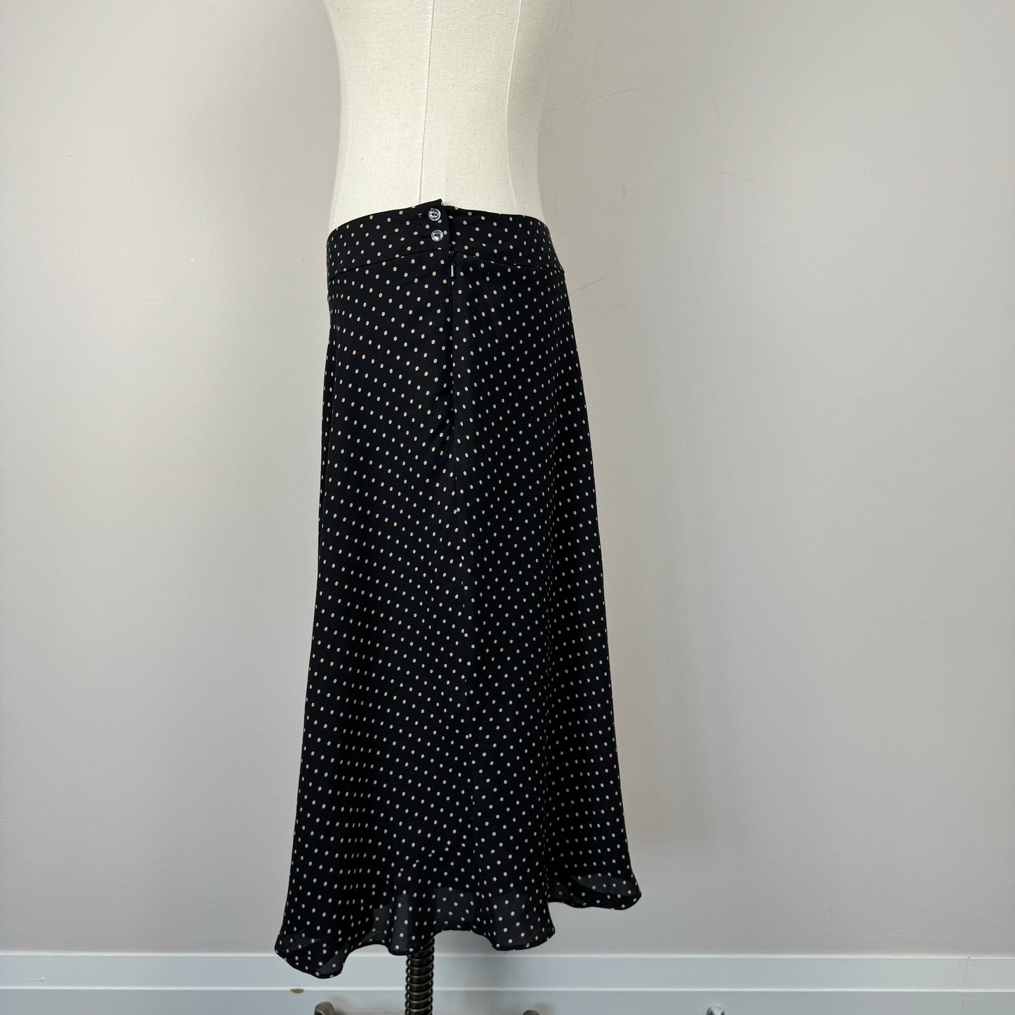 Vintage Polka Dot Silk Maxi Skirt