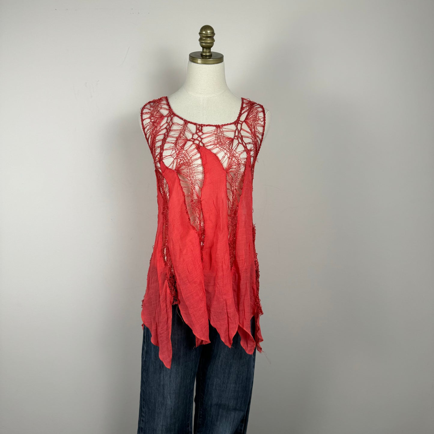 Open Knit Ruffled Flowy Top