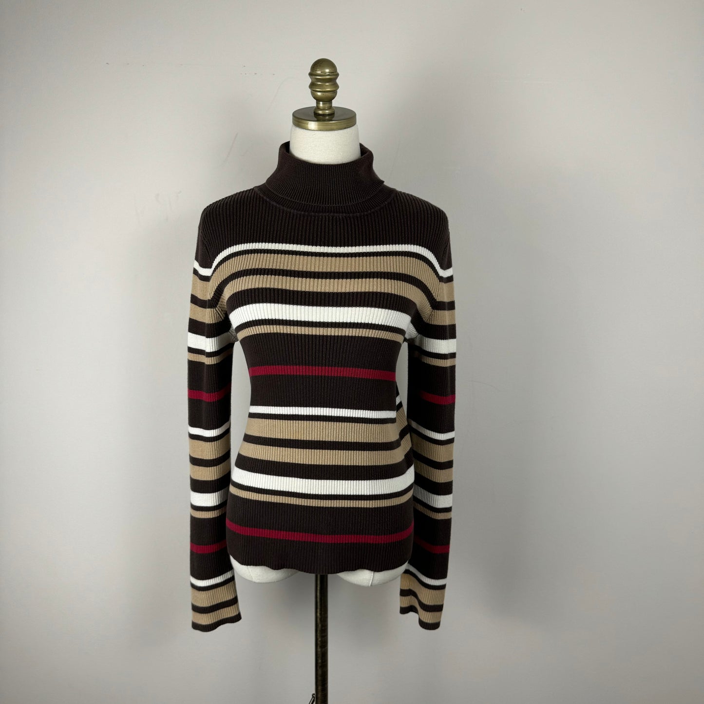 Vintage Striped Knit Turtleneck Sweater