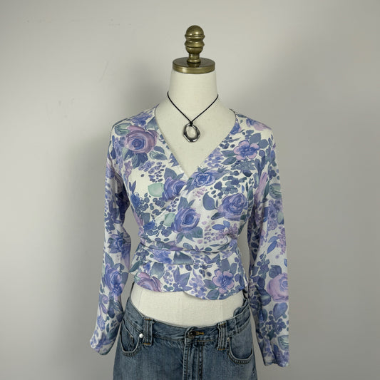 Vintage 100% Silk Floral Print Top