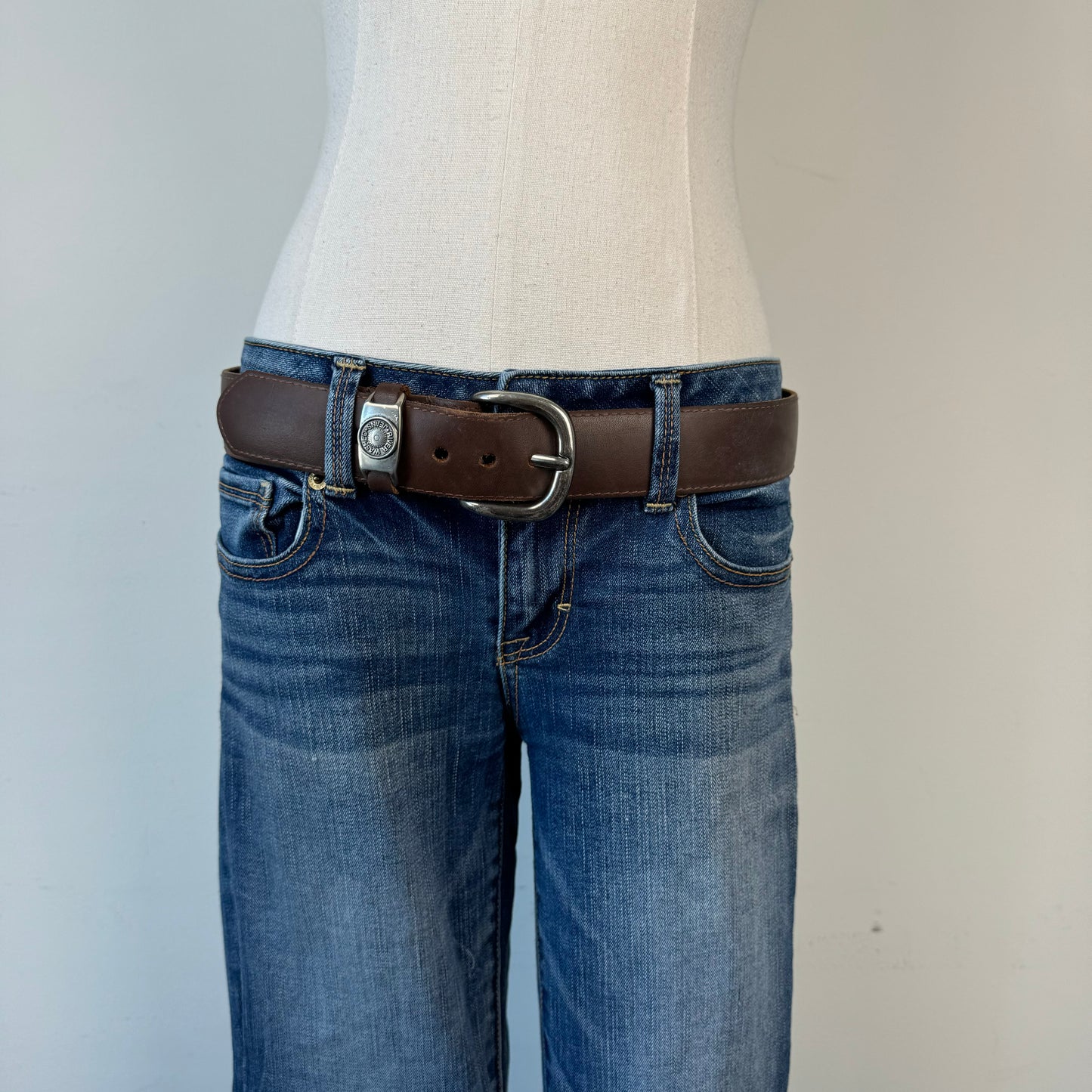 Brown Leather Silver Buckle Belt