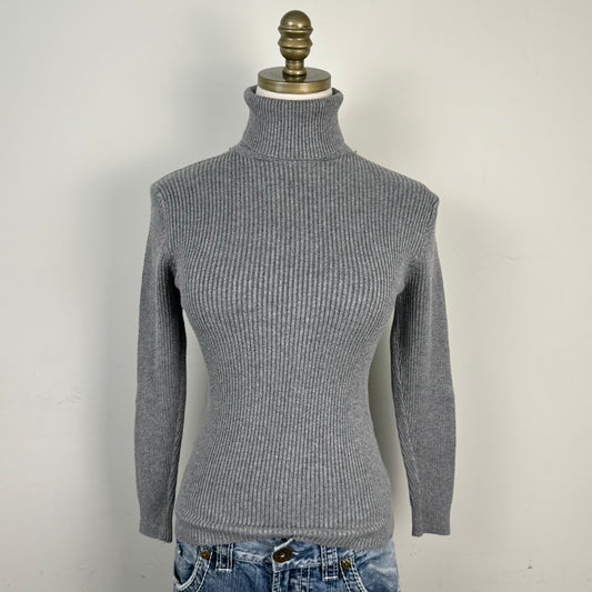 Grey Fitted Turtleneck Sweater