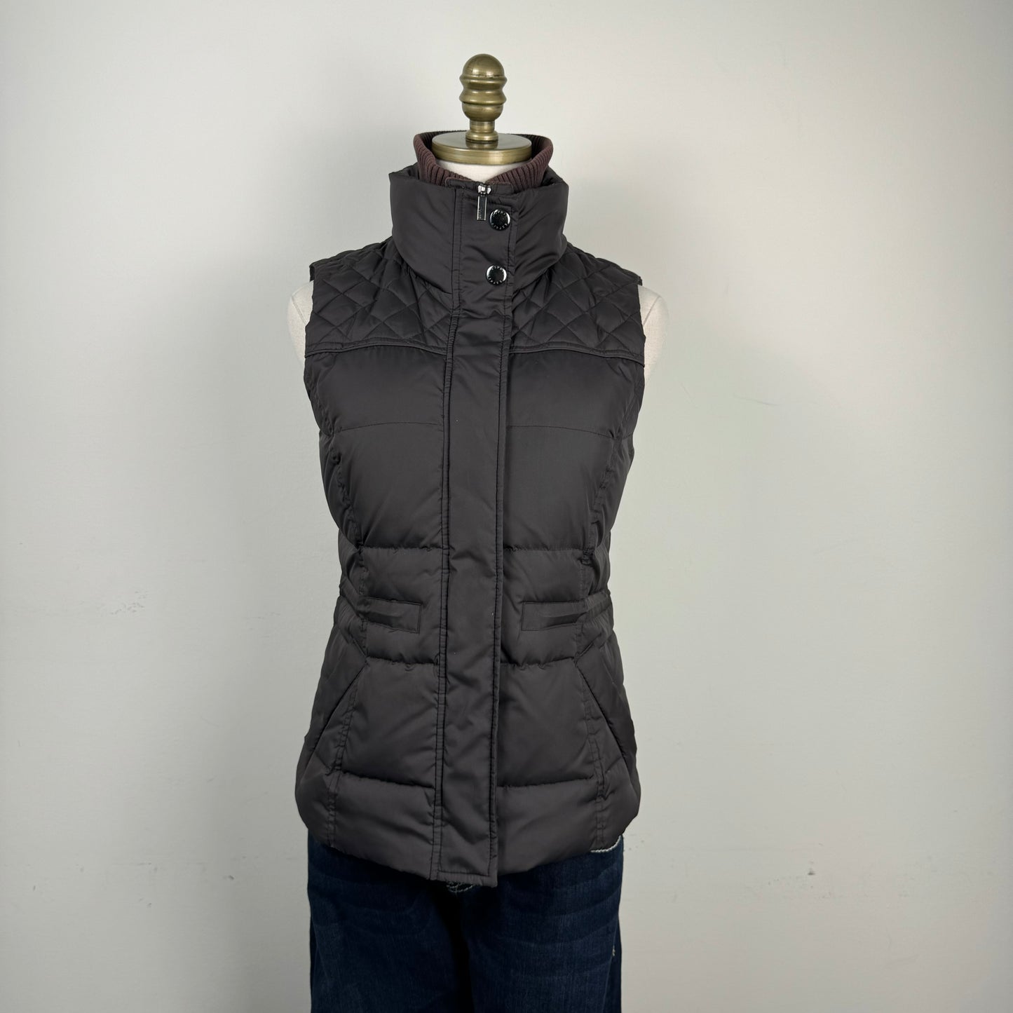 Esprit Brown Zip Up Fitted Puffer Vest