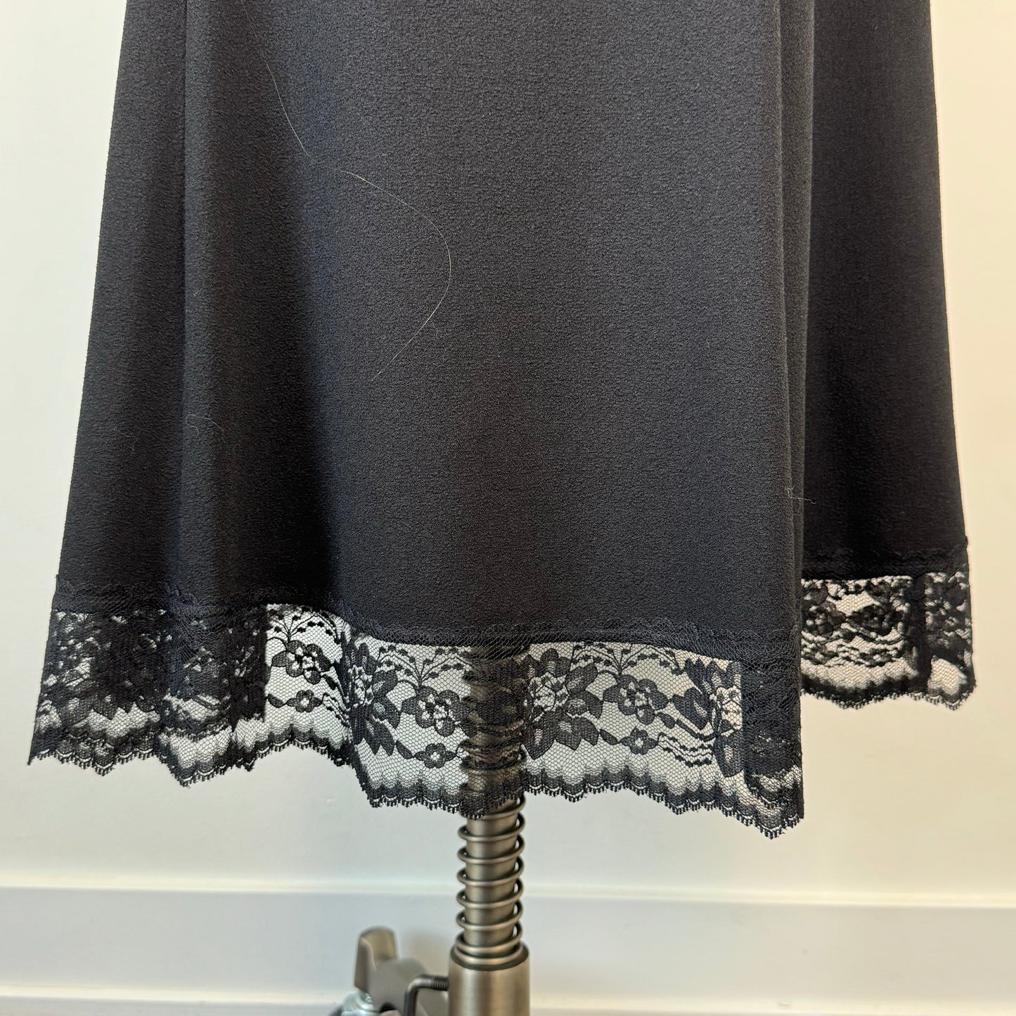 Vintage Black Lace Trim Maxi Skirt