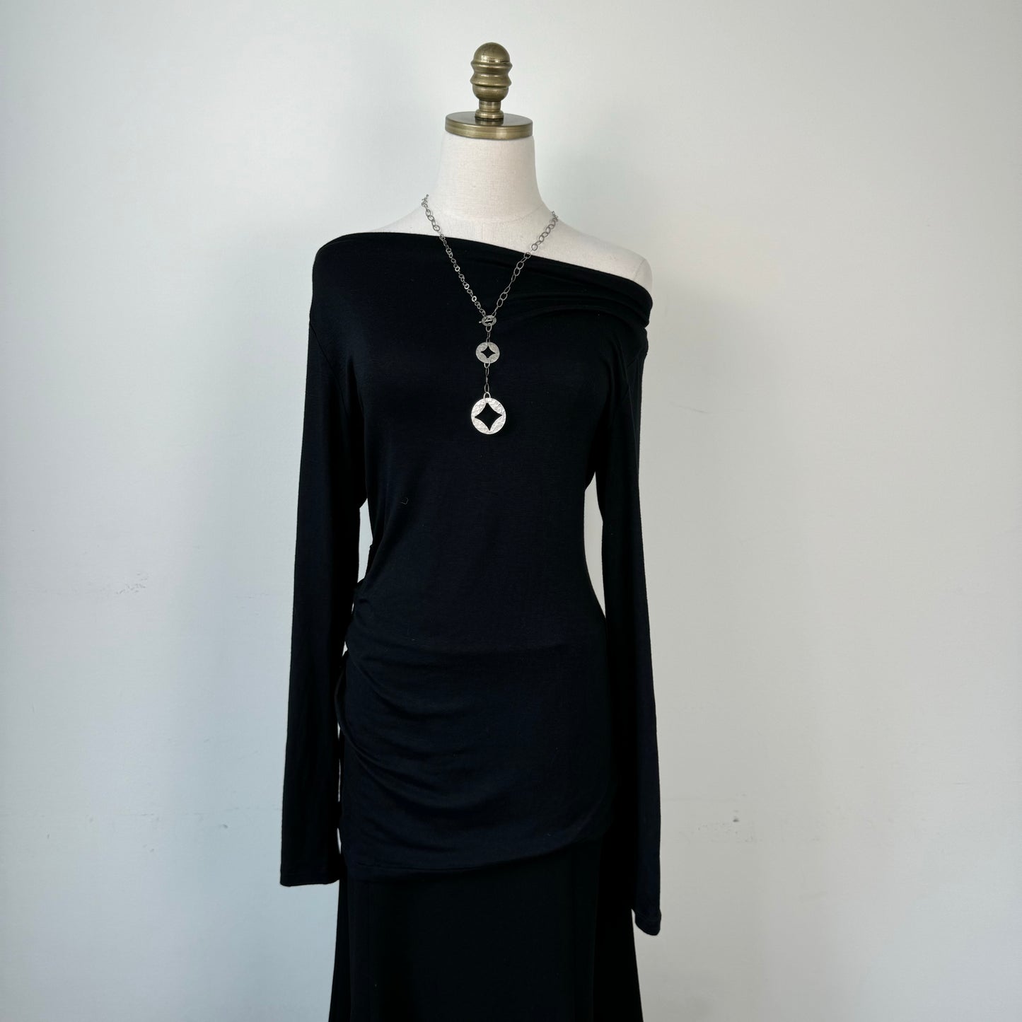 Vintage Black Lace Trim Maxi Skirt