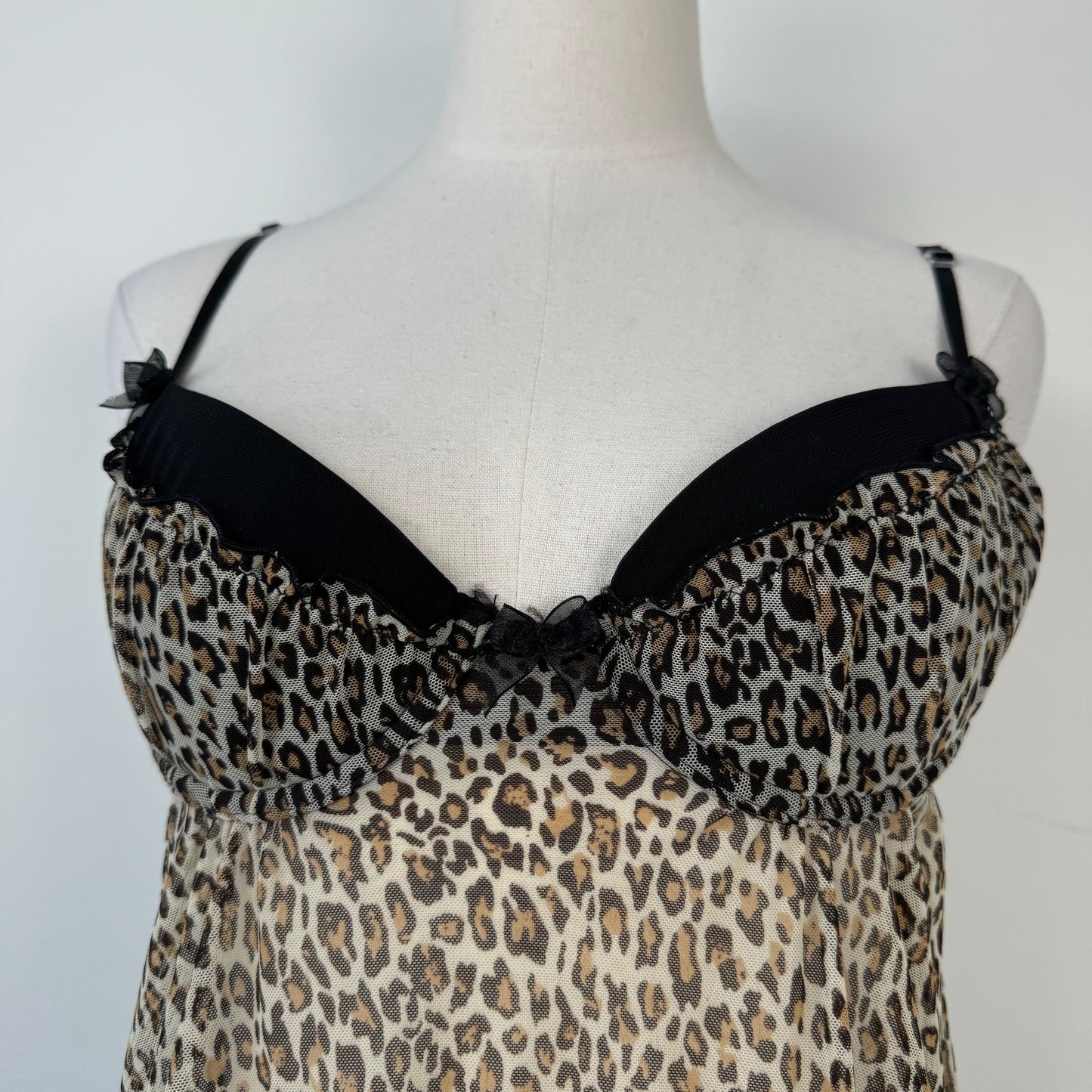 Rampage Leopard Print Mesh Babydoll Top