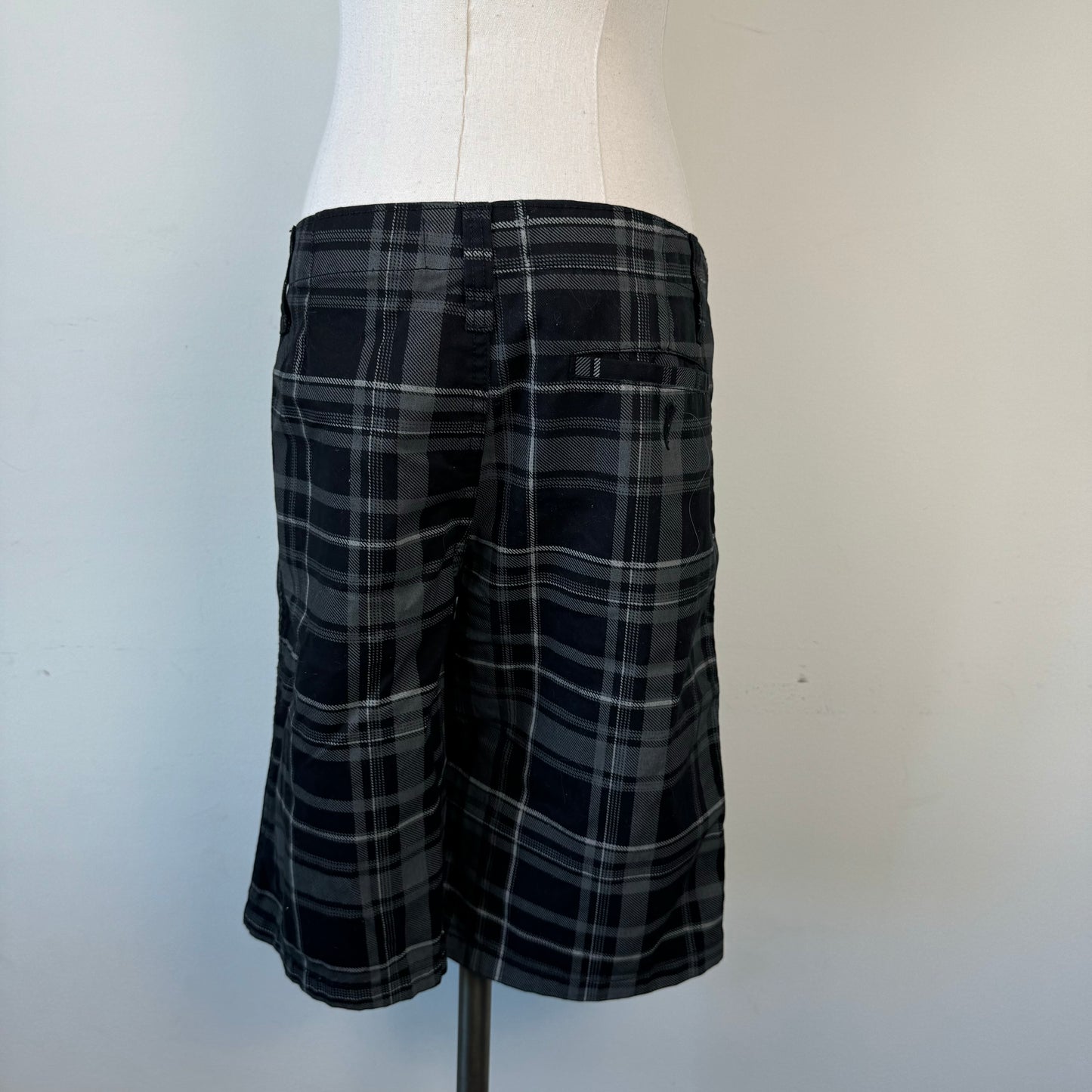 Black Plaid Bermuda Shorts