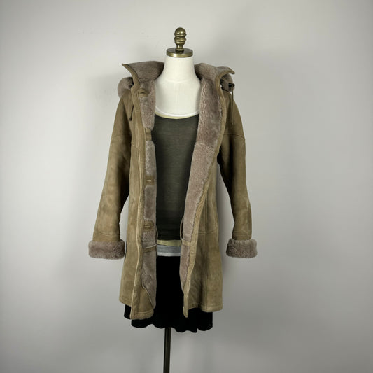 Vintage Suede Shearling Coat