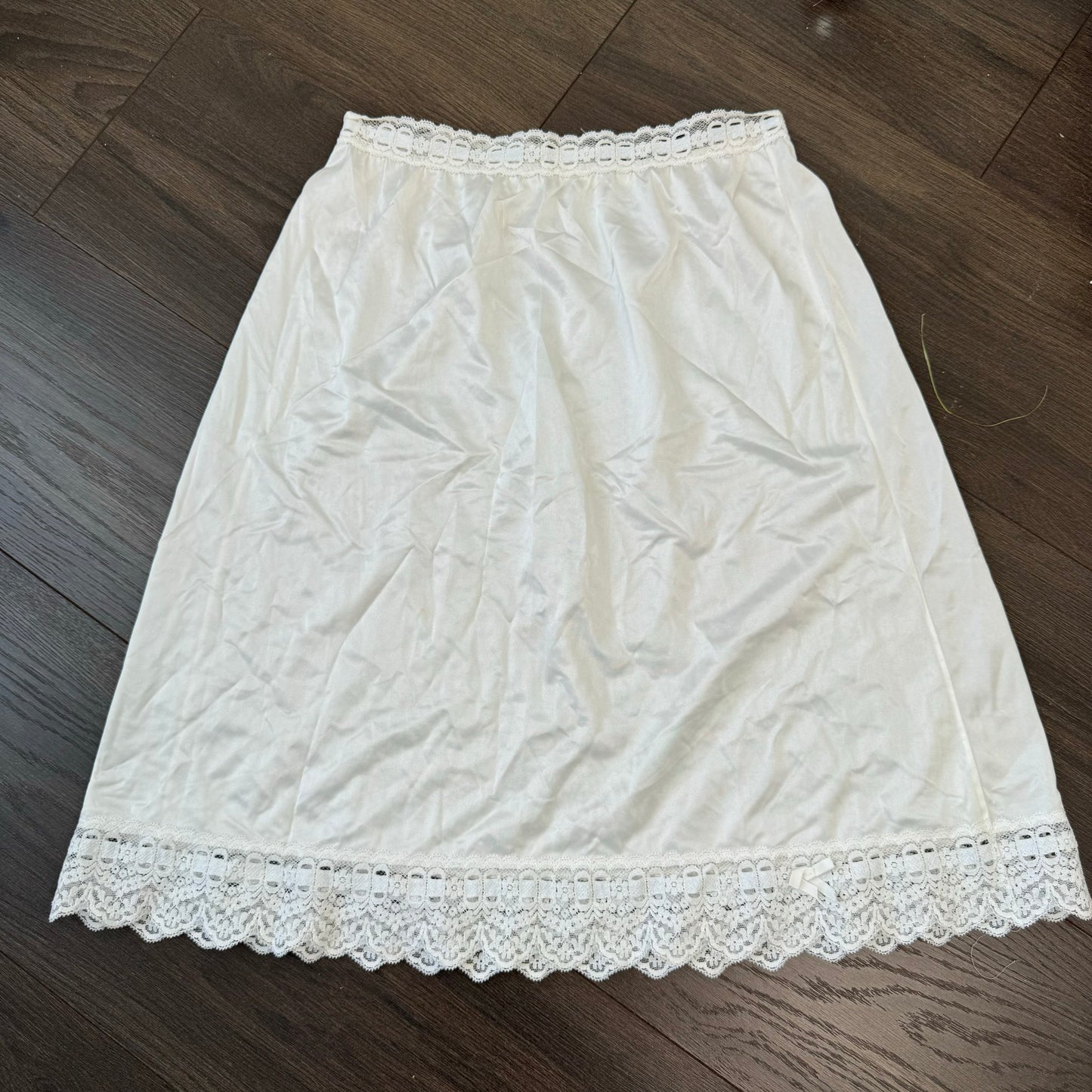 Cream White Lace Trim Slip Skirt