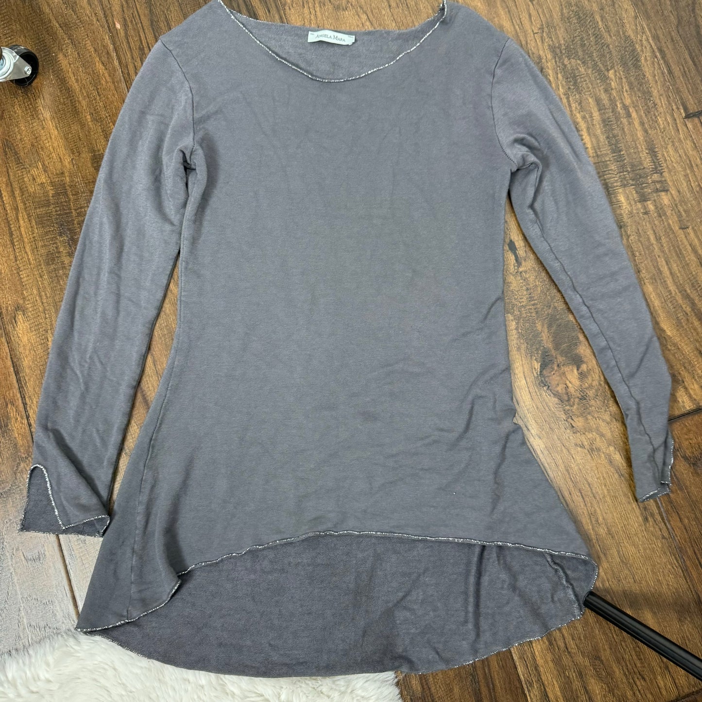 Grey Off Shoulder Slinky Top