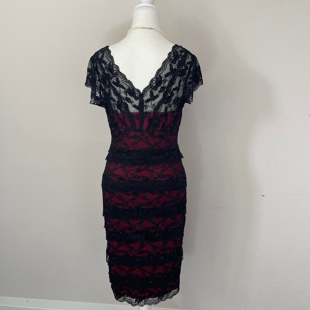 Vintage Layered Black Lace Midi Dress