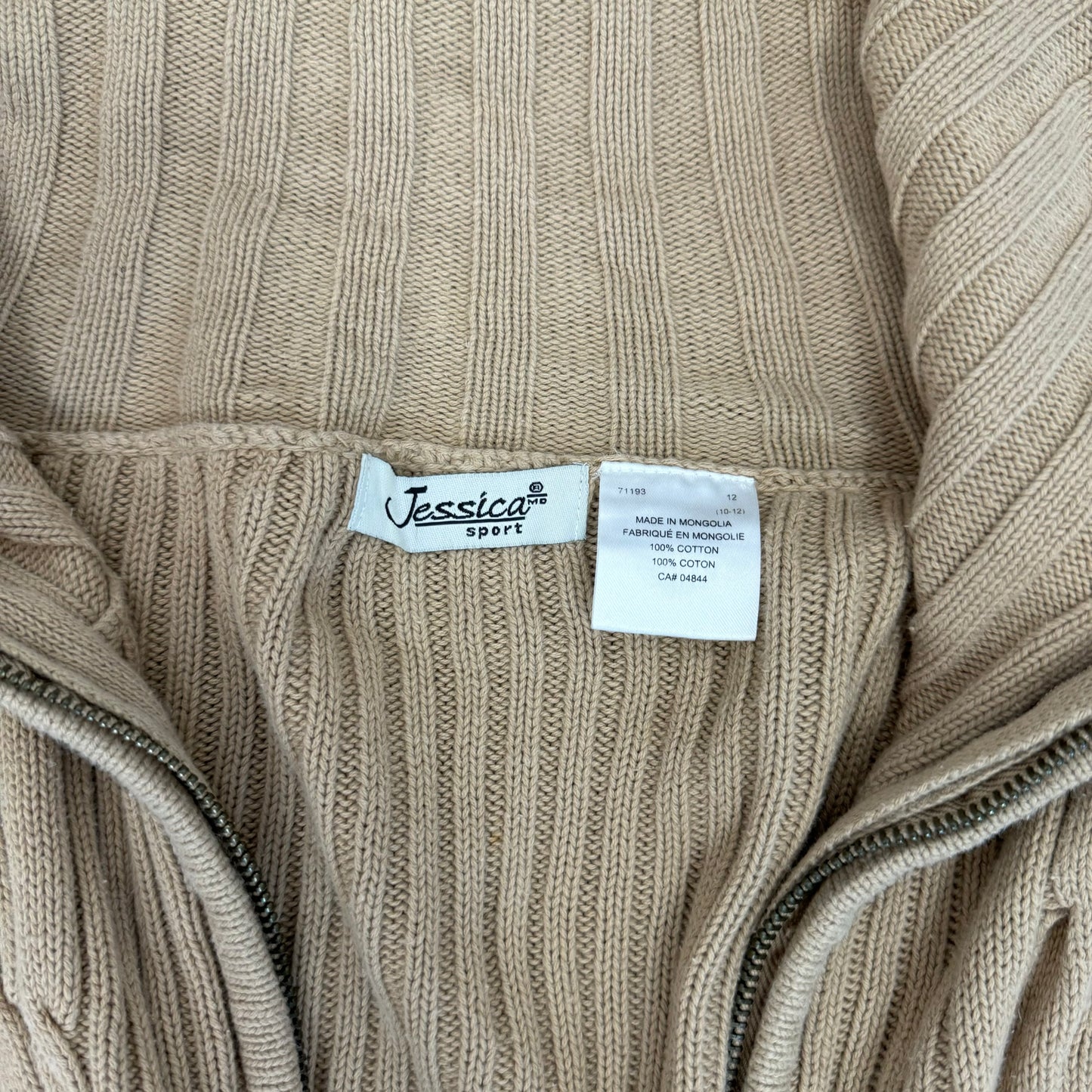 Vintage Double Zip Ribbed Knit Sweater