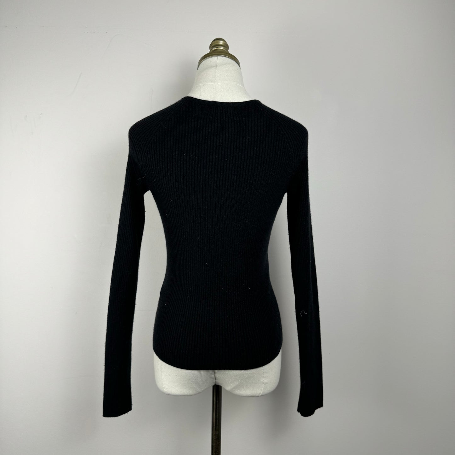 Vintage Double Zip Black Fitted Sweater