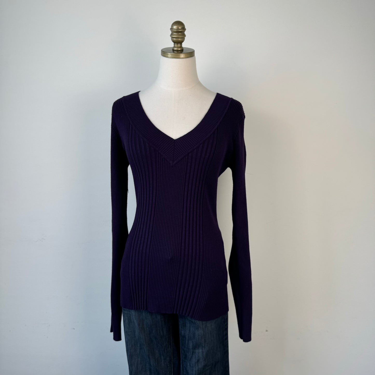 Deep Purple Ribbed Fitted Sweater