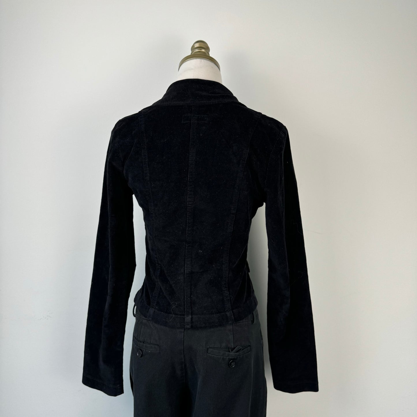 Black Corduroy Fitted Blazer Jacket