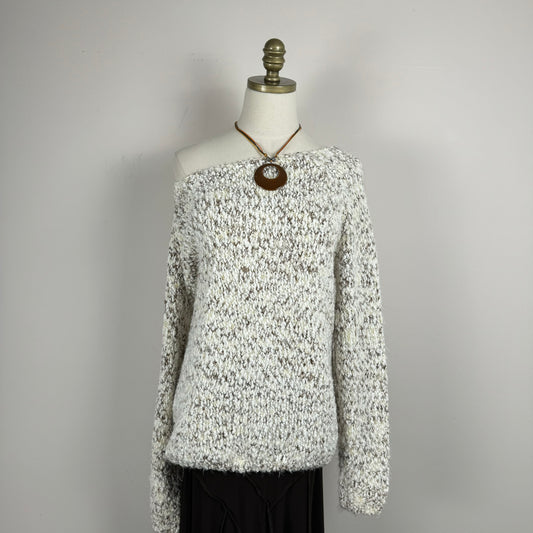 Off The Shoulder Oatmeal Sweater