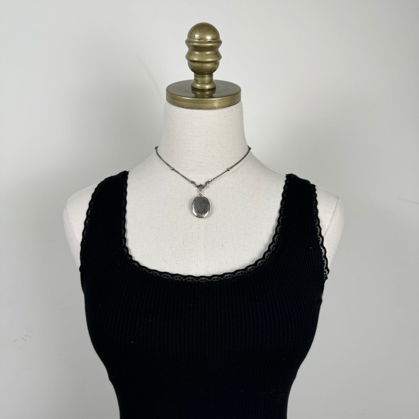 Black Fitted Lace Trim Tank