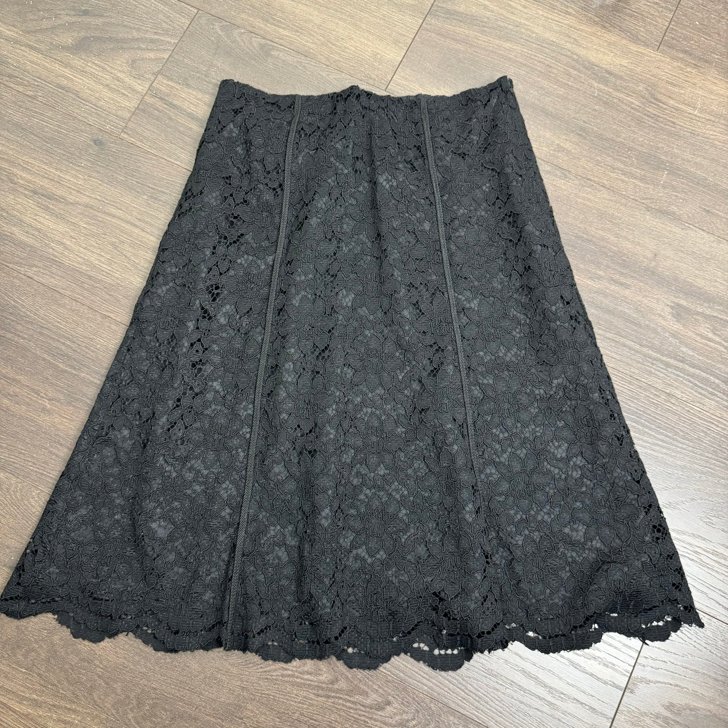 Vintage Black Lace Midi Skirt