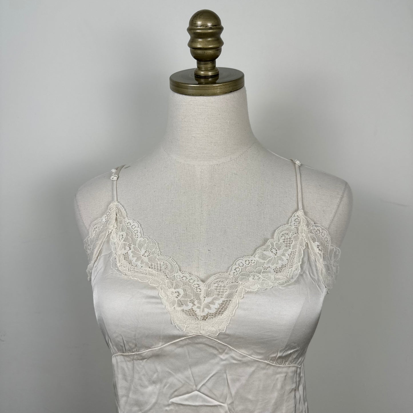 Satin Lace Trim Babydoll Slip Dress