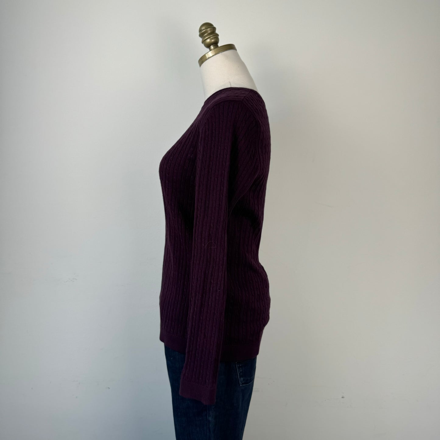 Tommy Purple Fitted Cable Knit Sweater