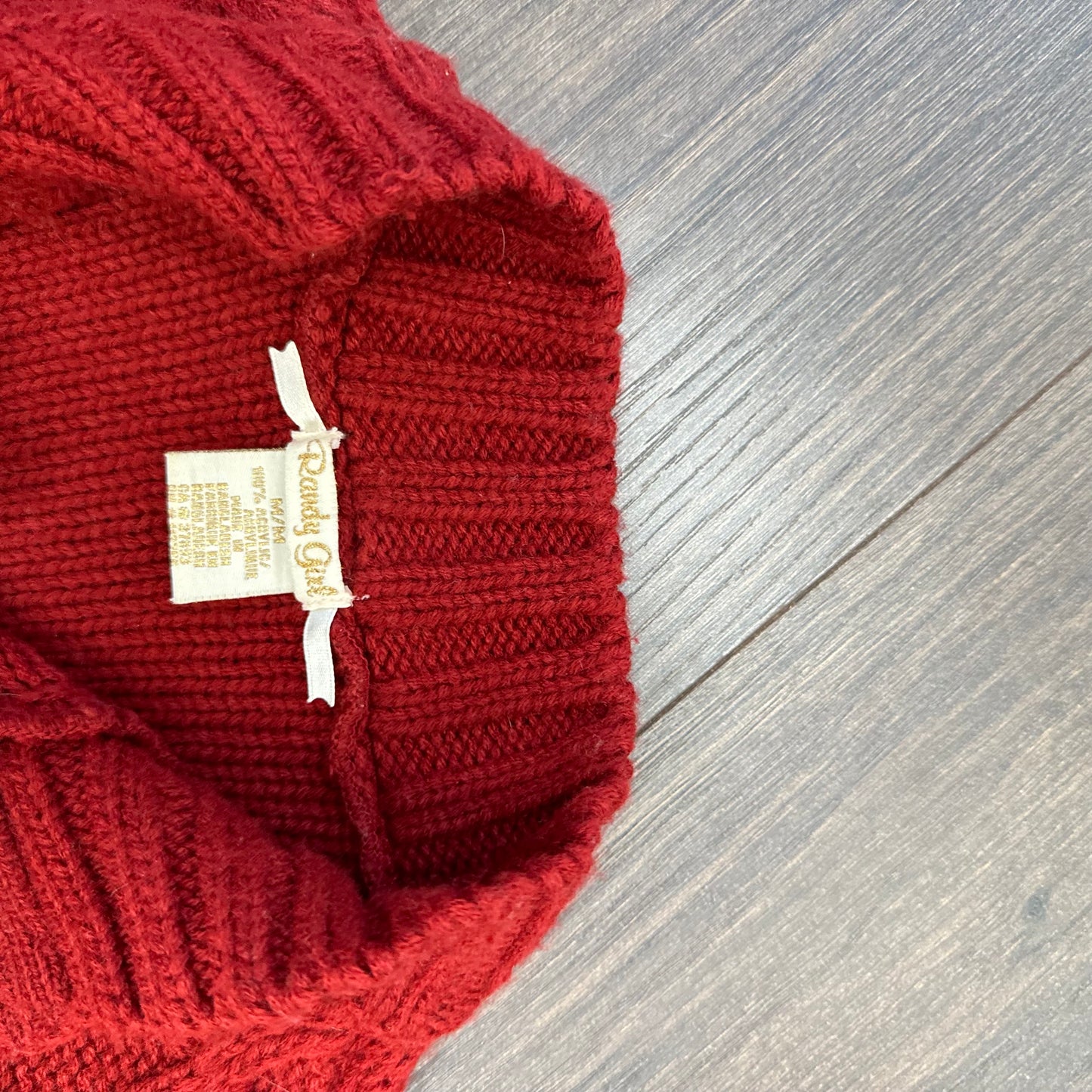 Red Cable Knit Zip Up Sweater