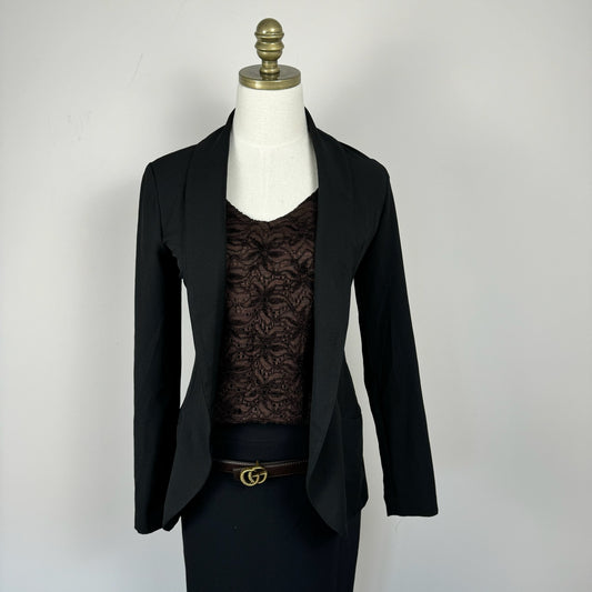Black Fitted Open Front Blazer