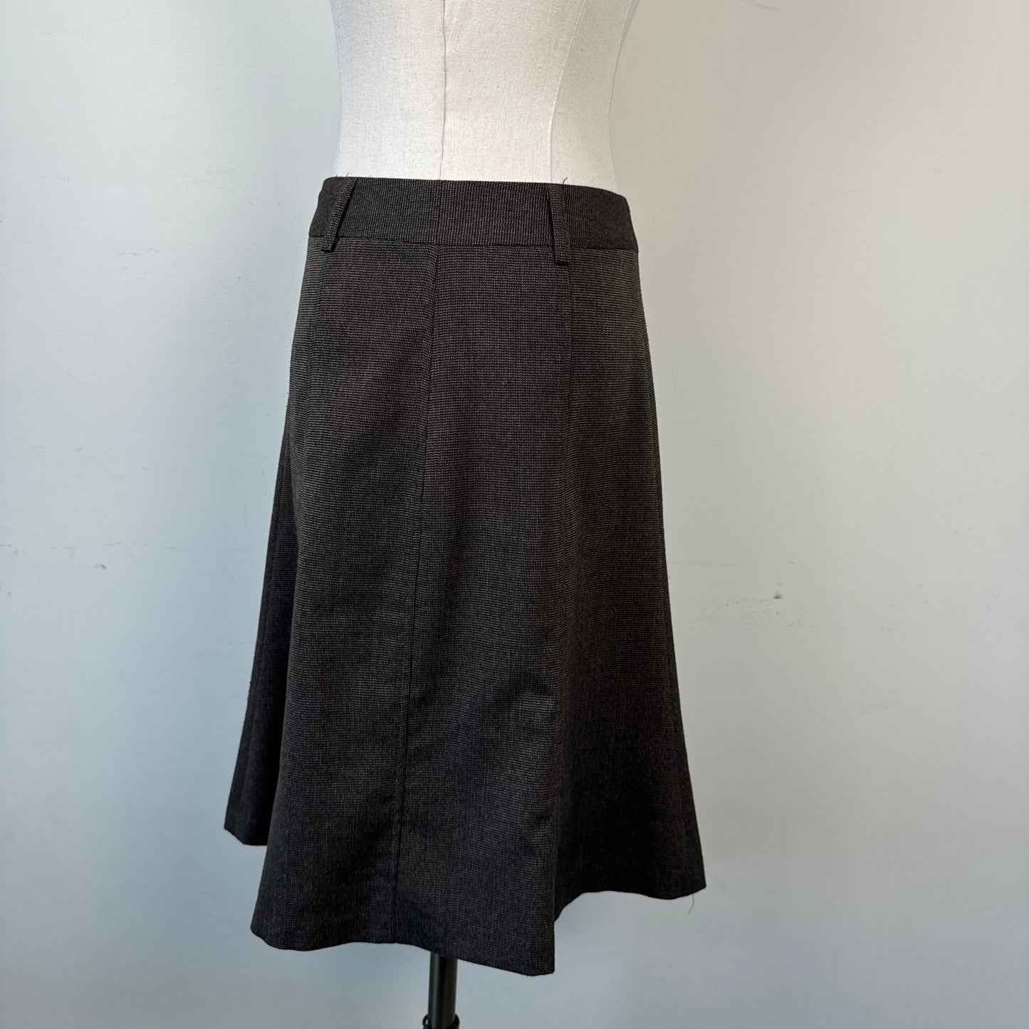 Light Brown Flared Hem Midi Skirt