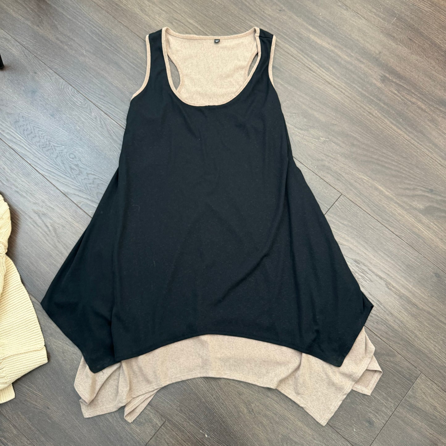 Black & Brown Mesh Layered Pixie Cut Mini Dress