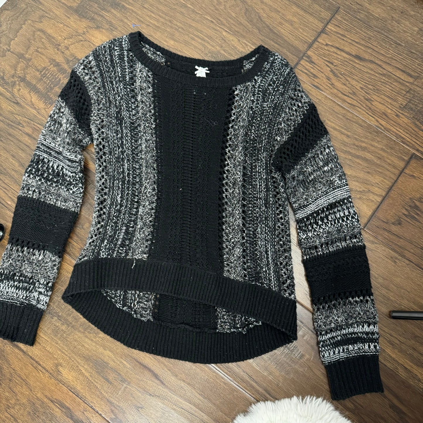 Off The Shoulder Black and Grey Sweater