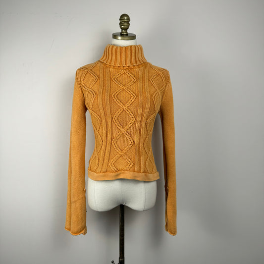 Vintage Faded Cable Knit Turtleneck Sweater