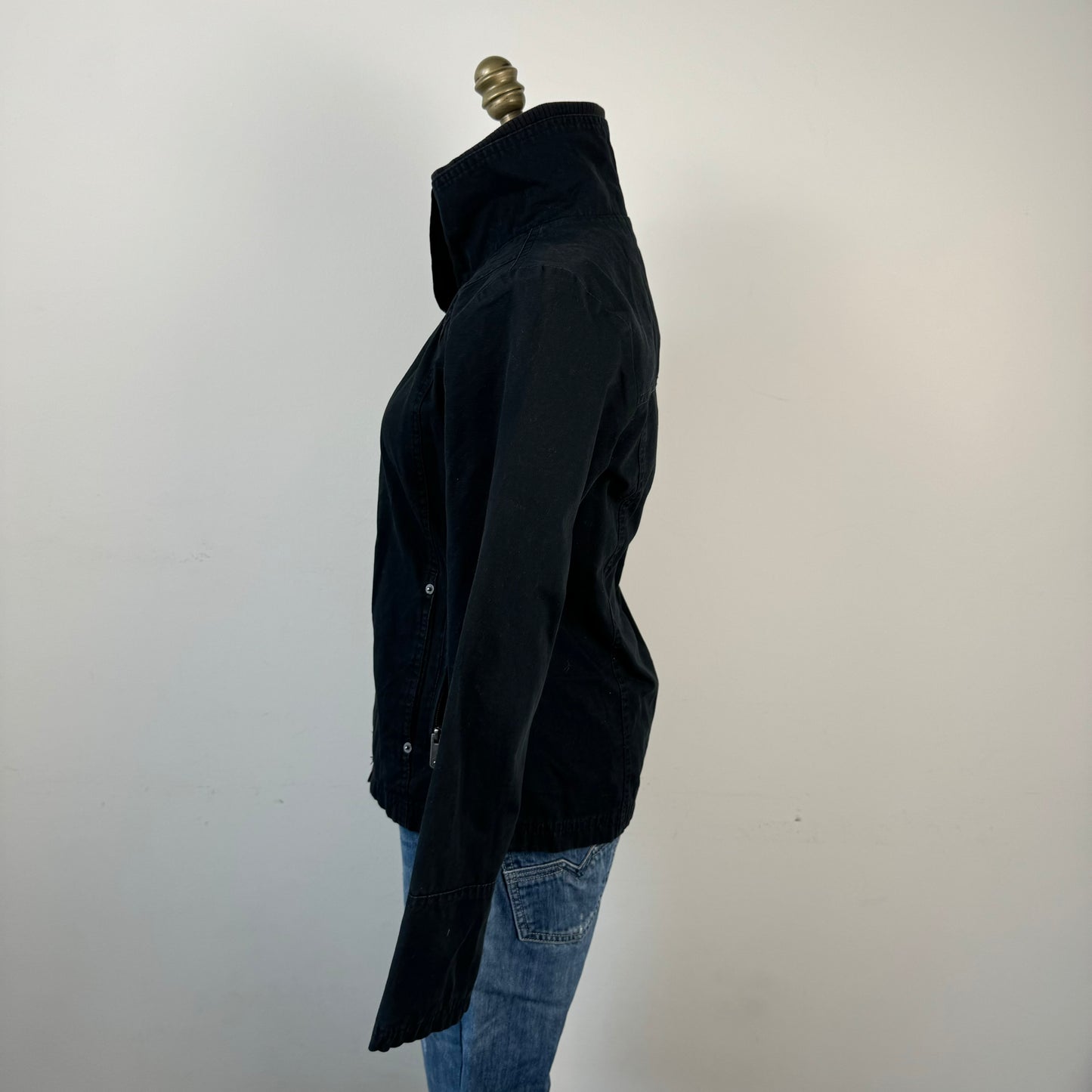 Black Fitted Zip Up Jacket