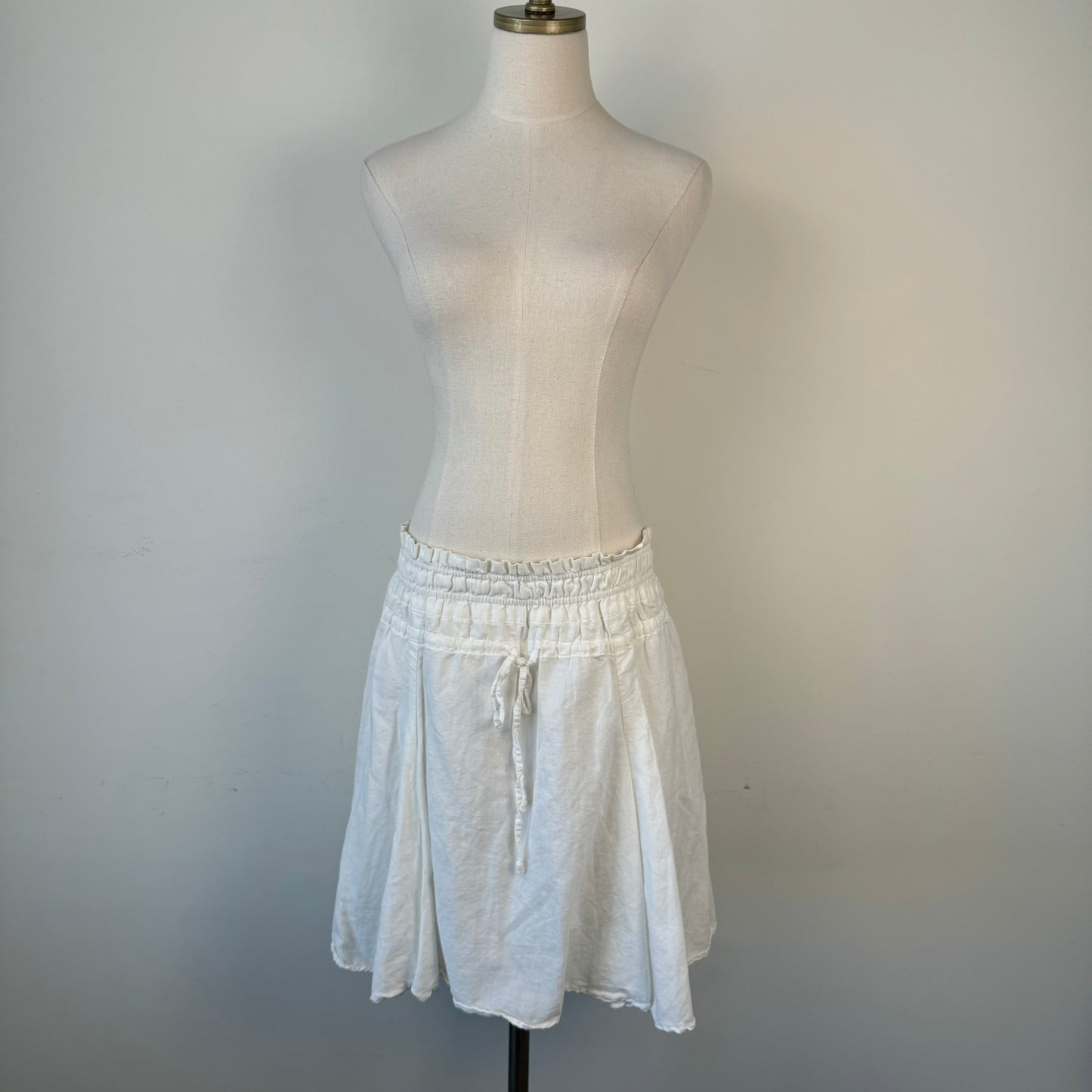 Cream Ruffled Midi Skirt