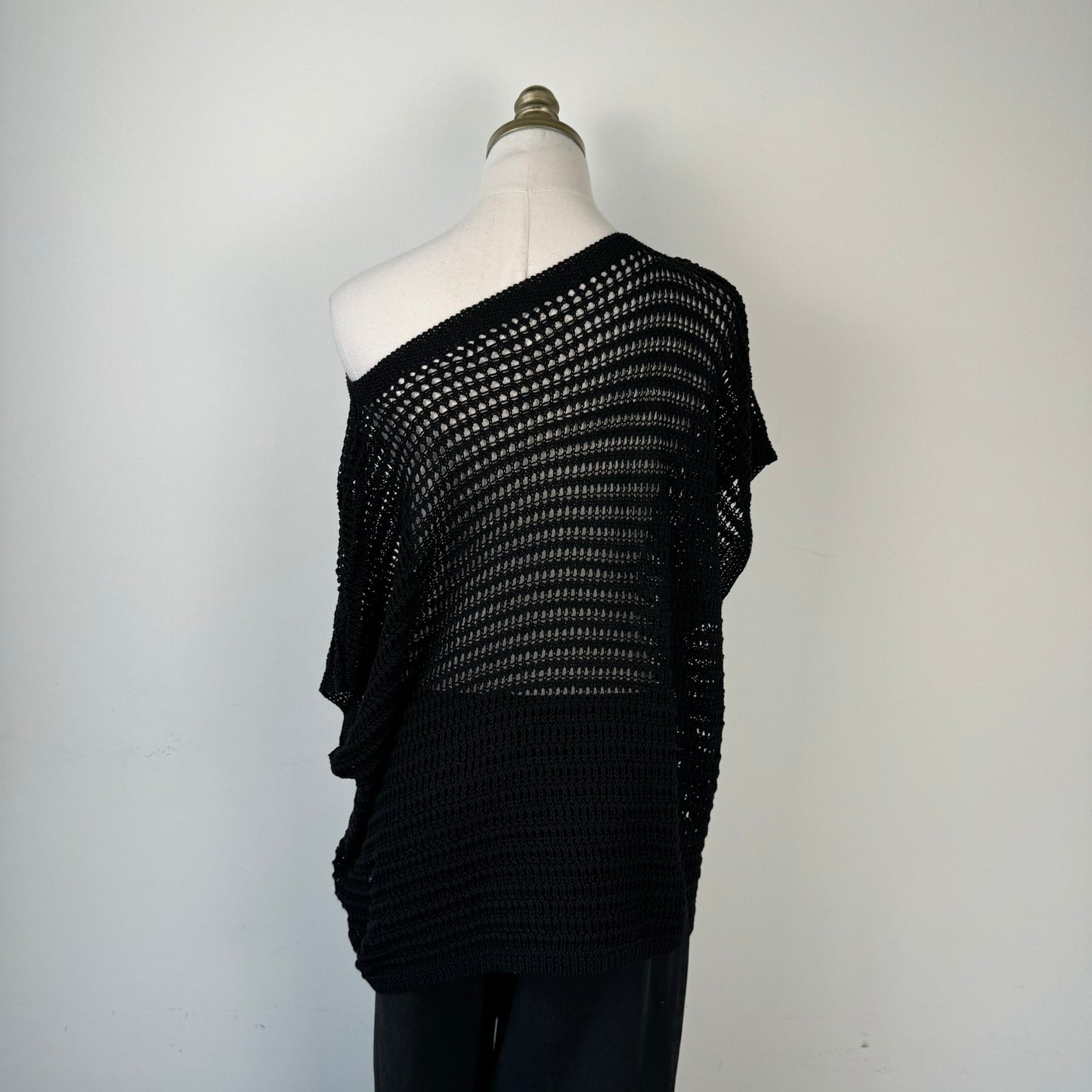Black Off Shoulder Knit Poncho