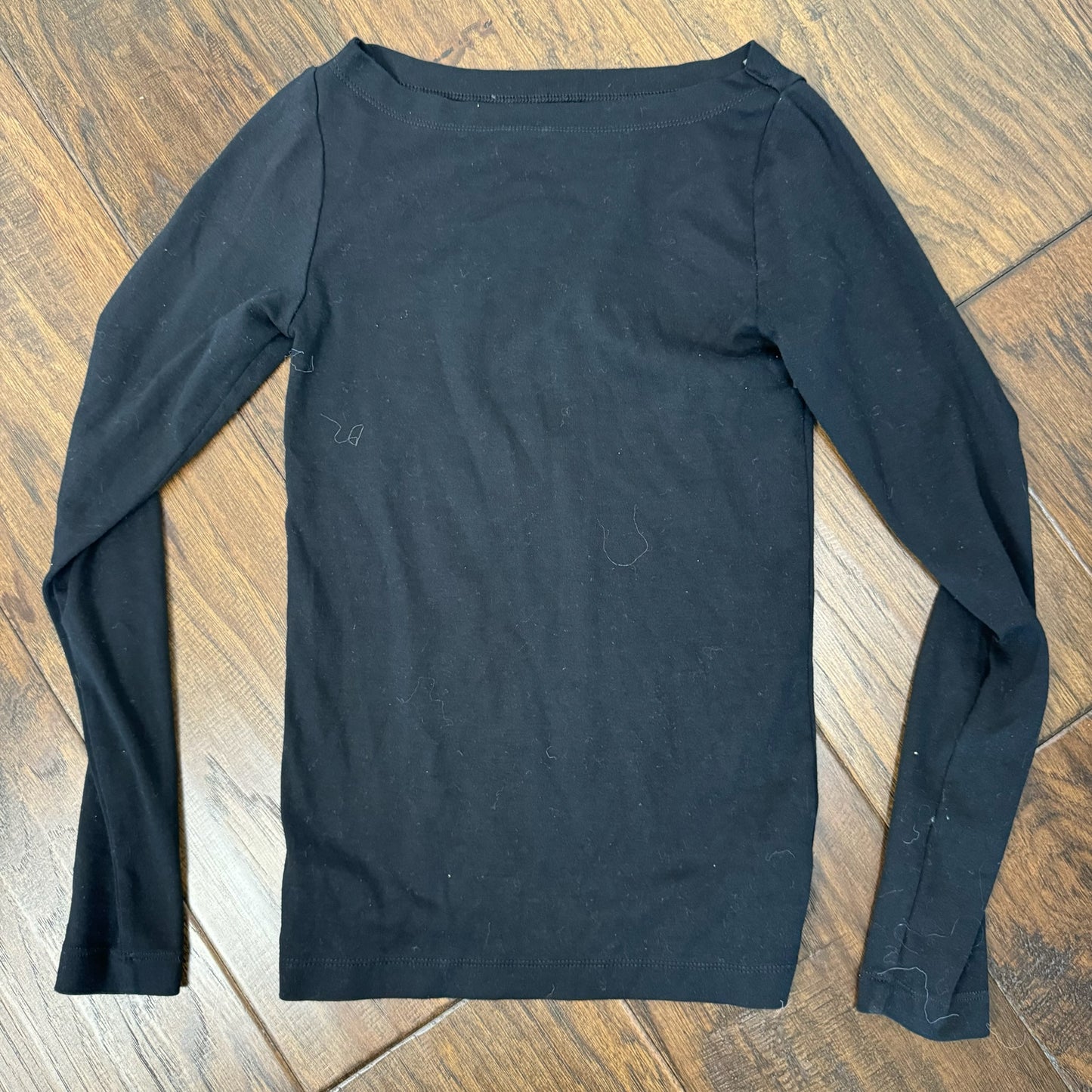 Black Fitted Boat Neck Top