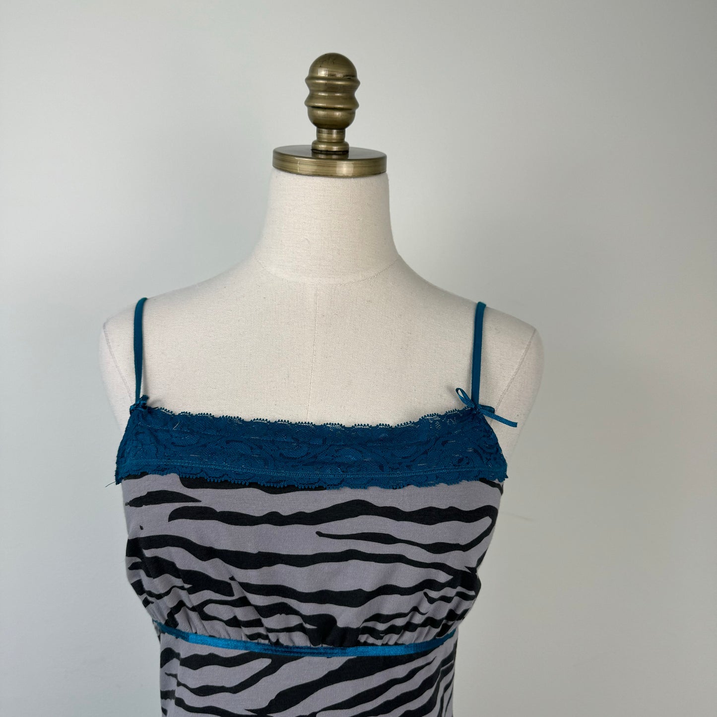 Zebra Print Lace Trim Cami Top