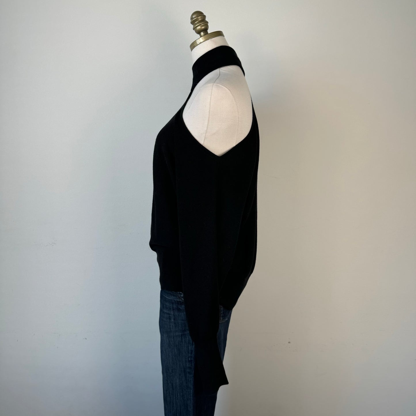 Black Dolman One Shoulder Turtleneck Sweater