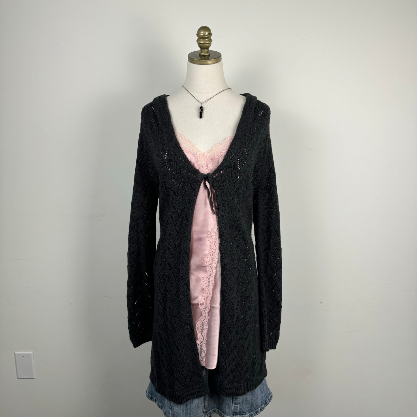 Open Front Tie Up Maxi Cardigan