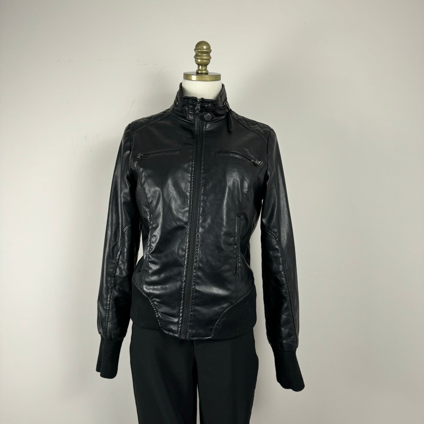 Vintage Black Leather Moto Jacket