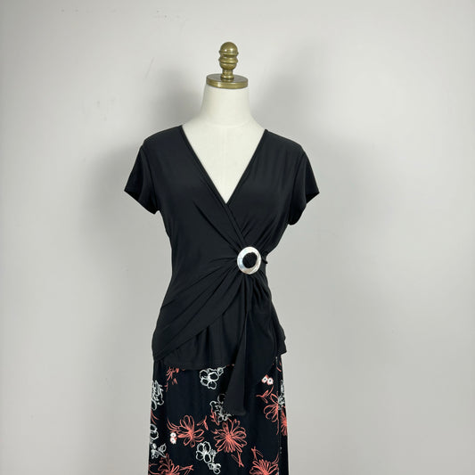 Y2K Black Wrap Top