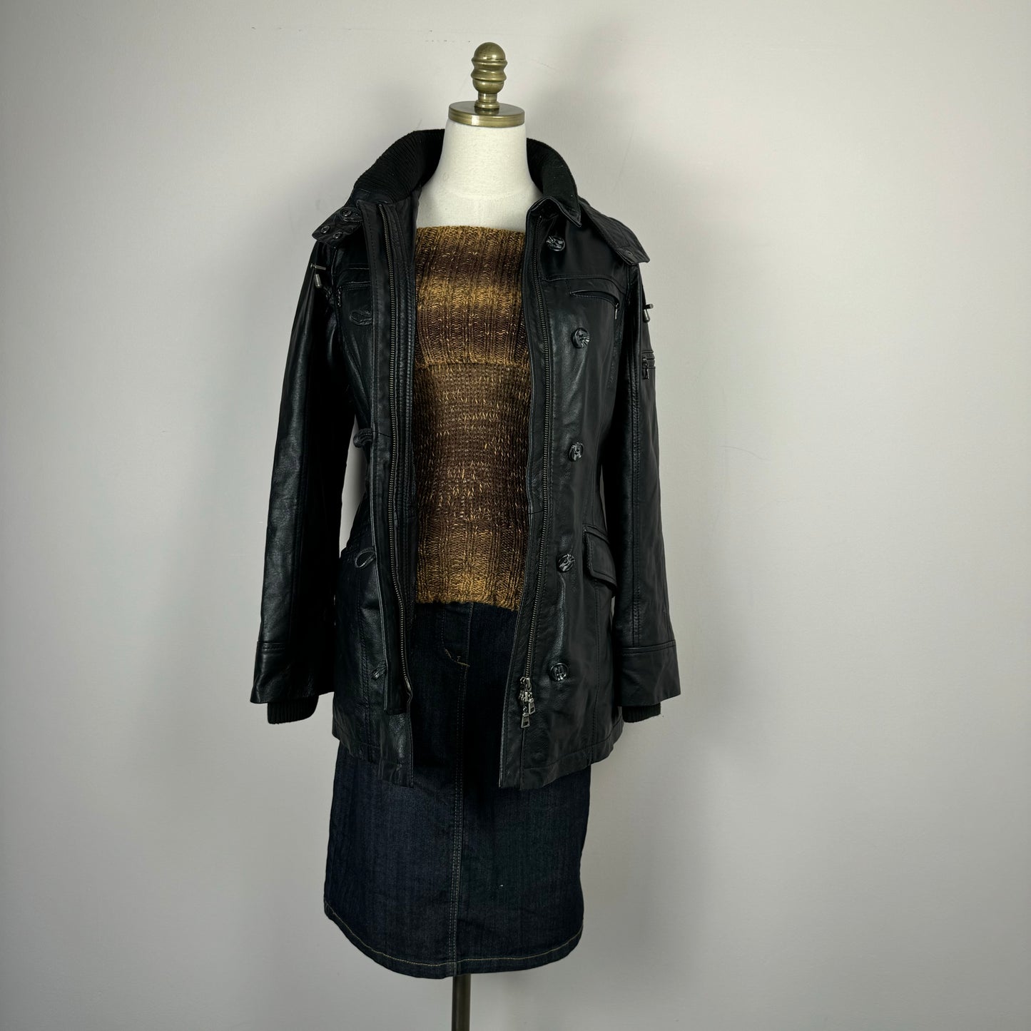 Danier Long Black Leather Jacket