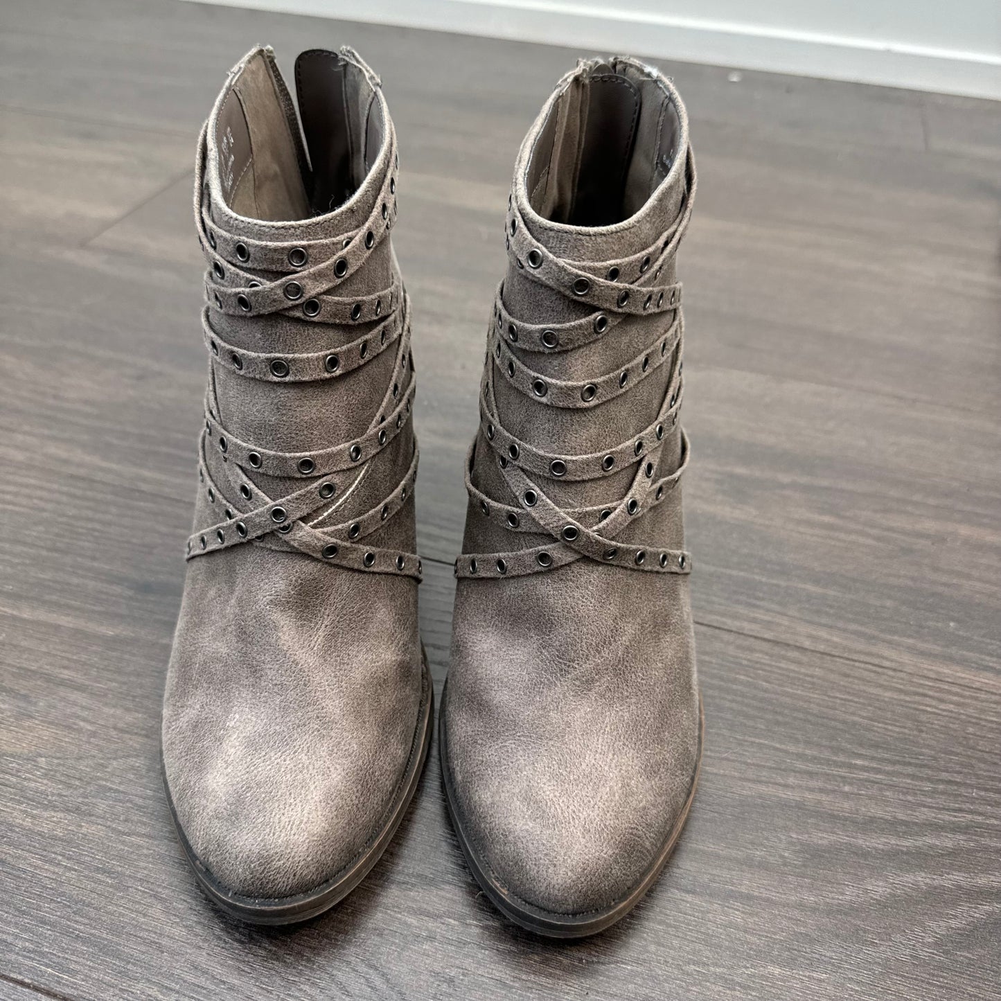 Fergalicious Brown Studded Wedge Boot Heels (US7)