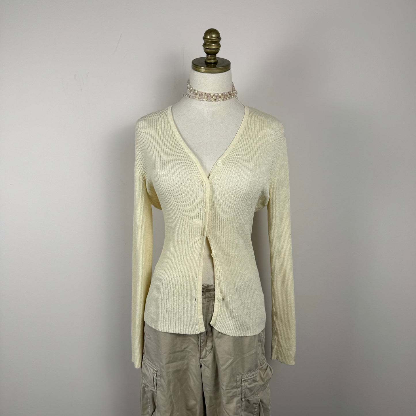 Cream Button Up Cardigan