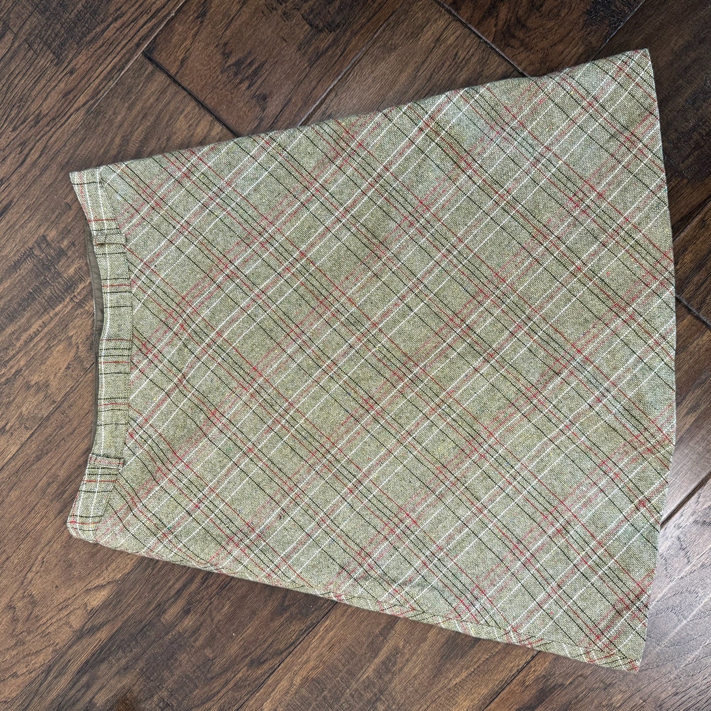 Vintage Green Plaid Midi Skirt