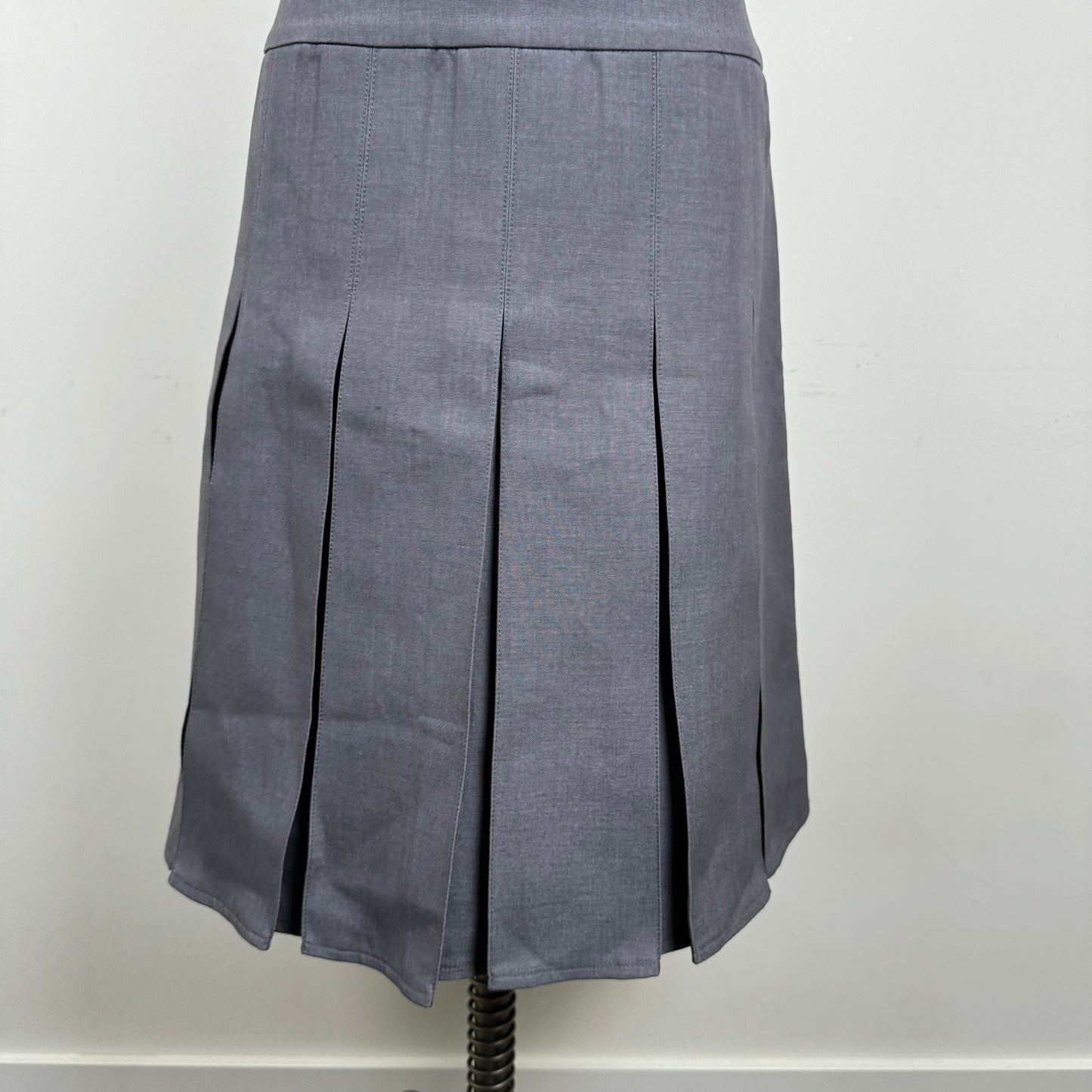 Grey Pleated Midi Skirt