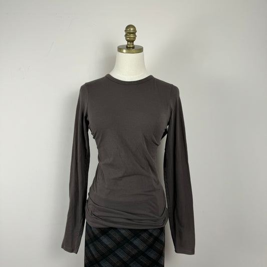 Mocha Brown Fitted Long Sleeve Top