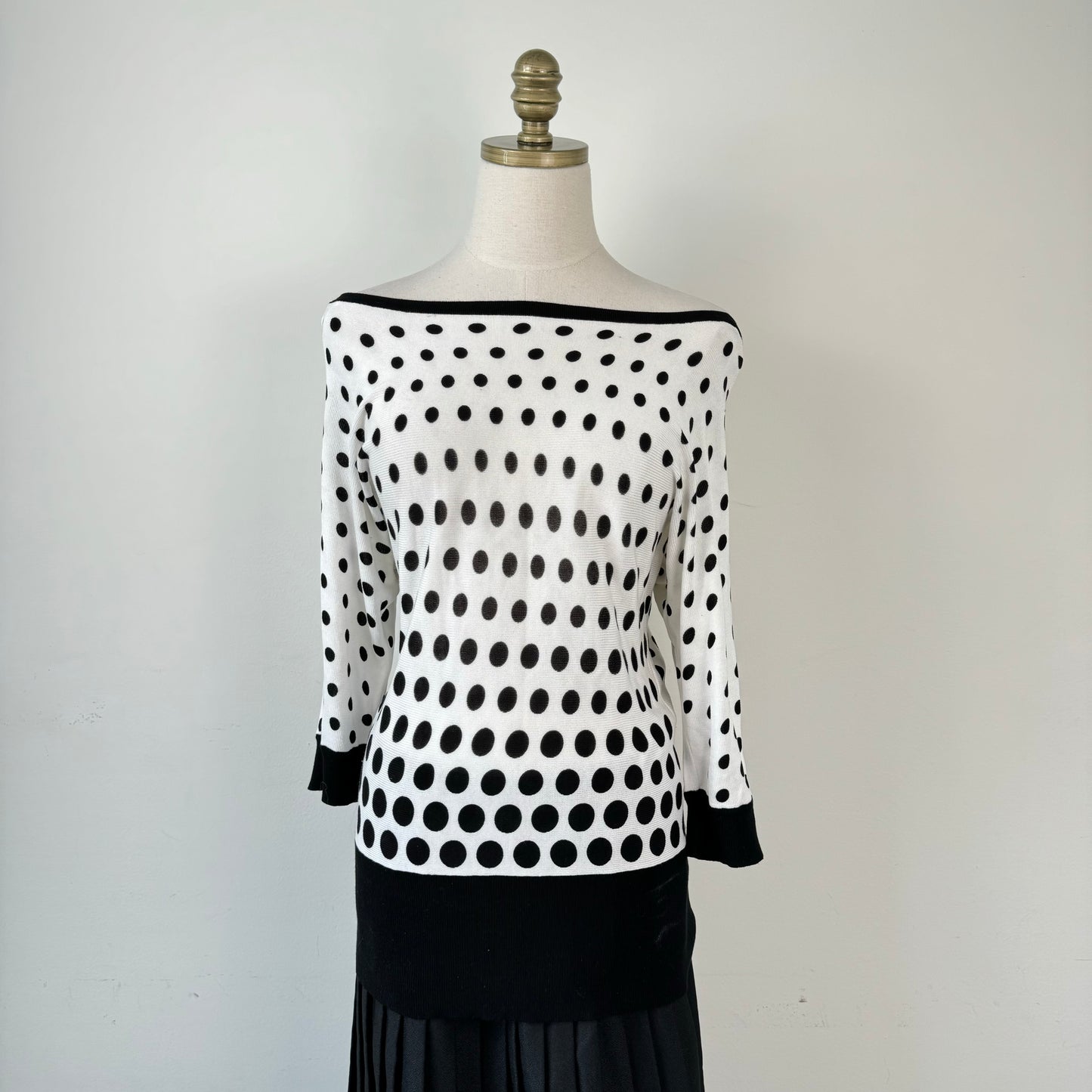 Polka Dot Off Shoulder Dolman Knit Top