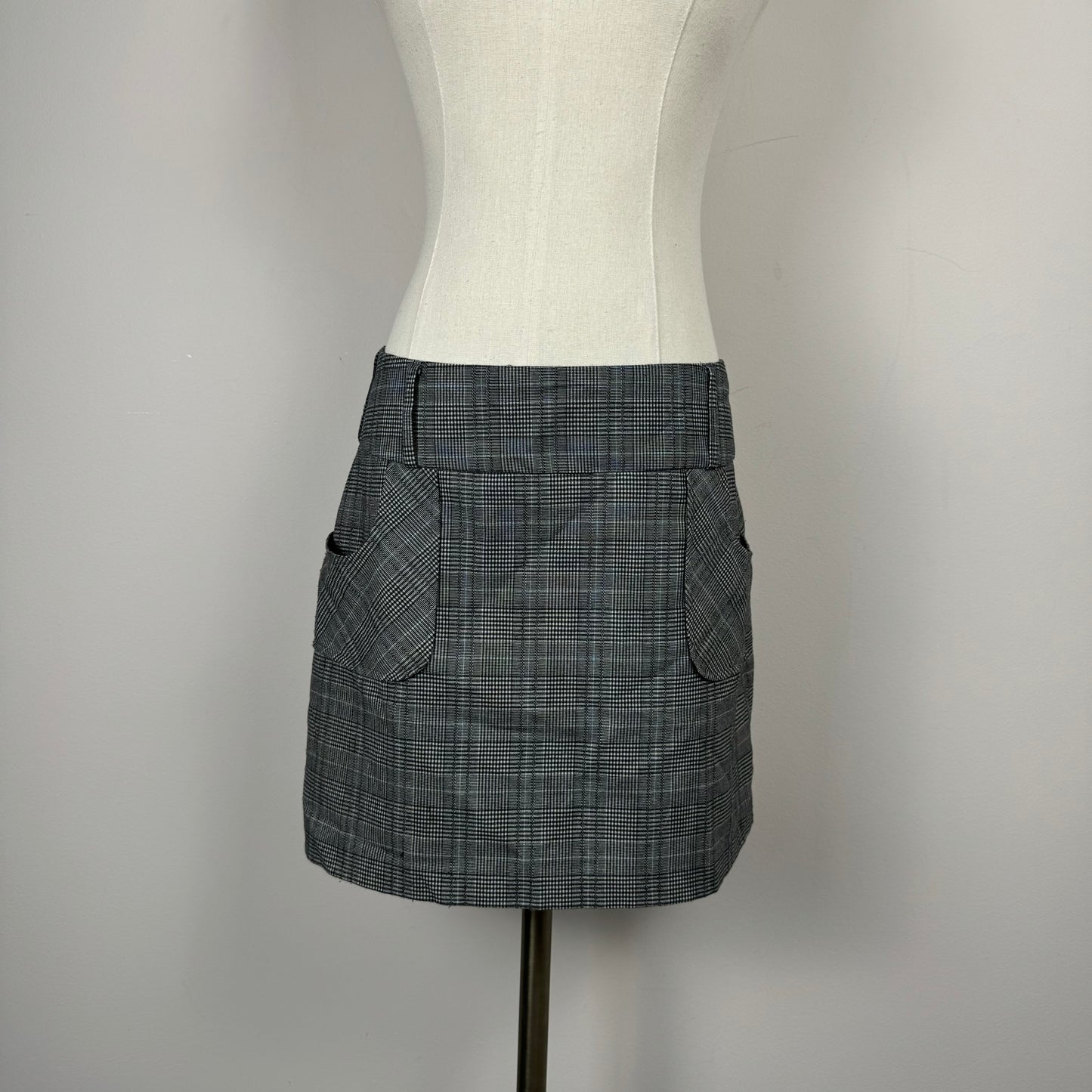 Grey Plaid Mini Skirt