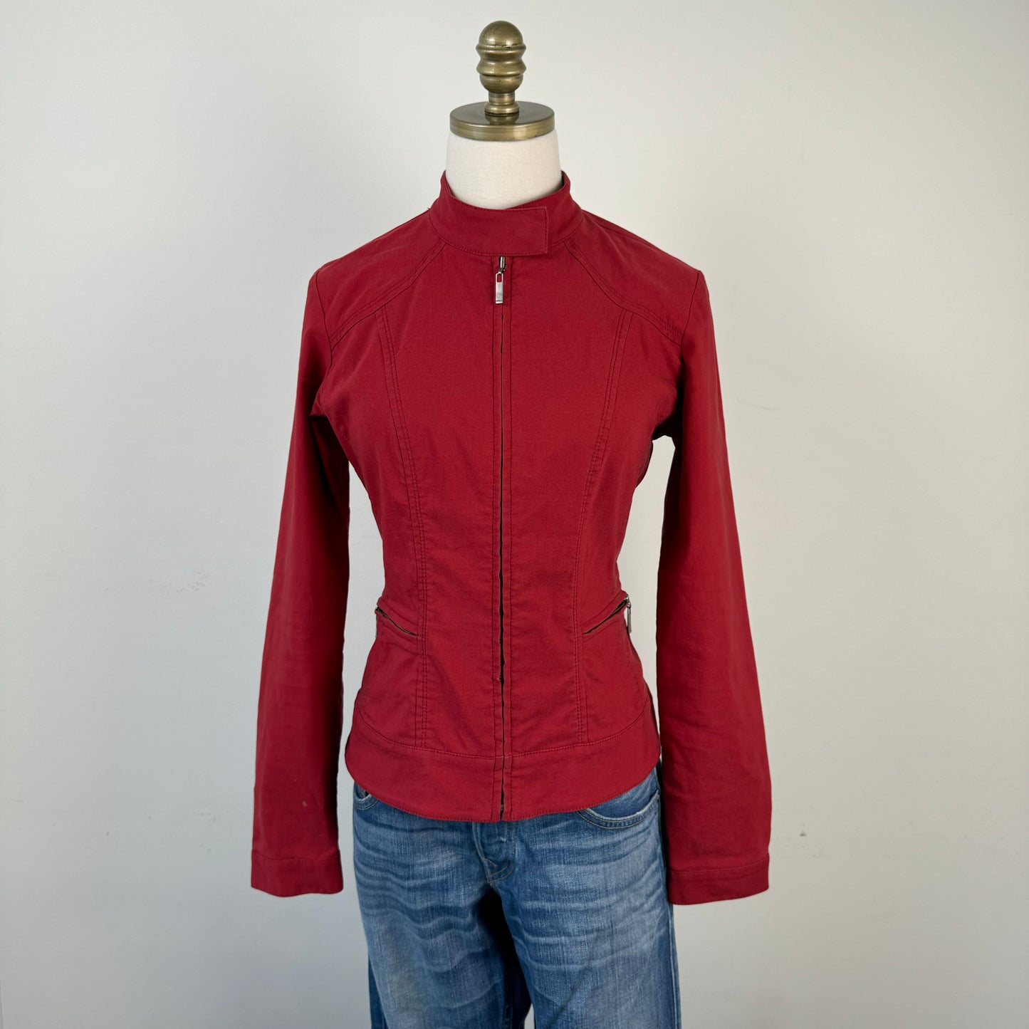 Red Fitted Moto Jacket